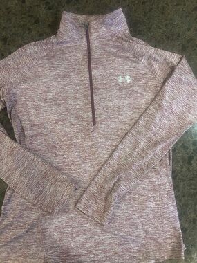 Under Armour Women's Heathered Mauve Quarter-Zip Performance Pullover